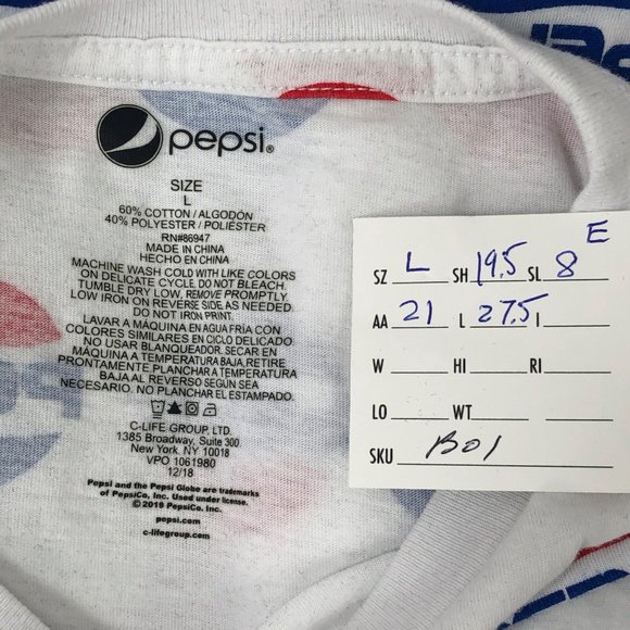 Pepsi White Logo Graphic Print T-Shirt Tee Shirt L - Picture 5 of 5